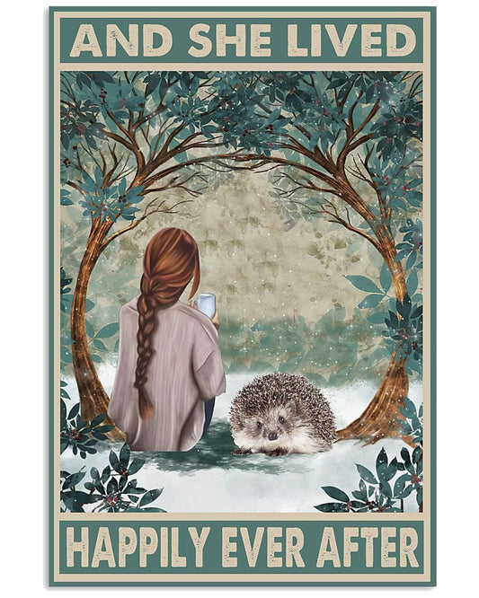 Y ella vivió feliz para siempre Póster de erizo, lienzo