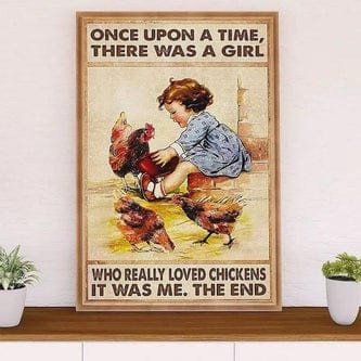 There Was A Girl Who Really Loved Chickens Girl Playing With Chicken Poster, Canvas