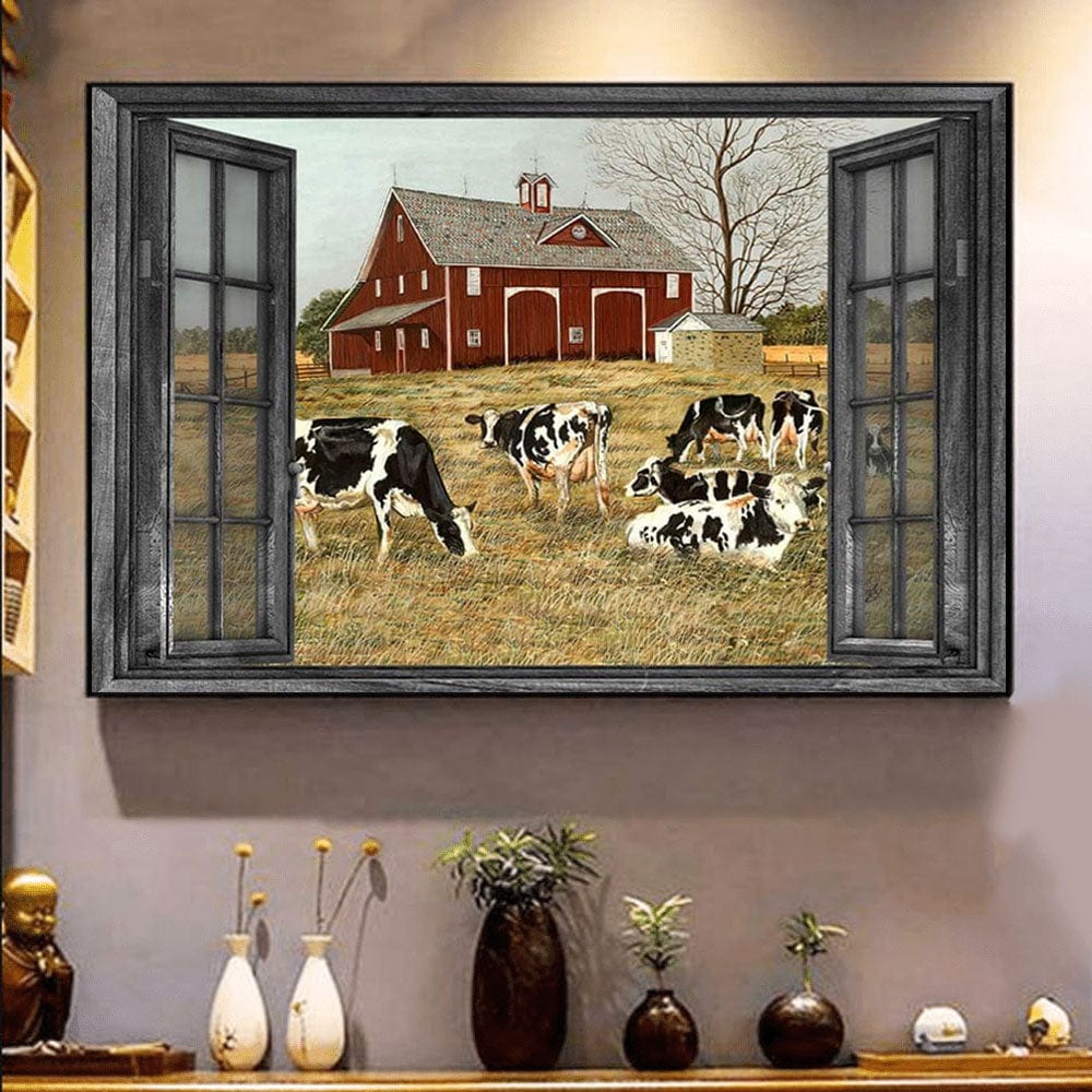 Black And White Cow Poster, Canvas