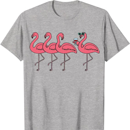 Camisetas divertidas con flamencos bebiendo