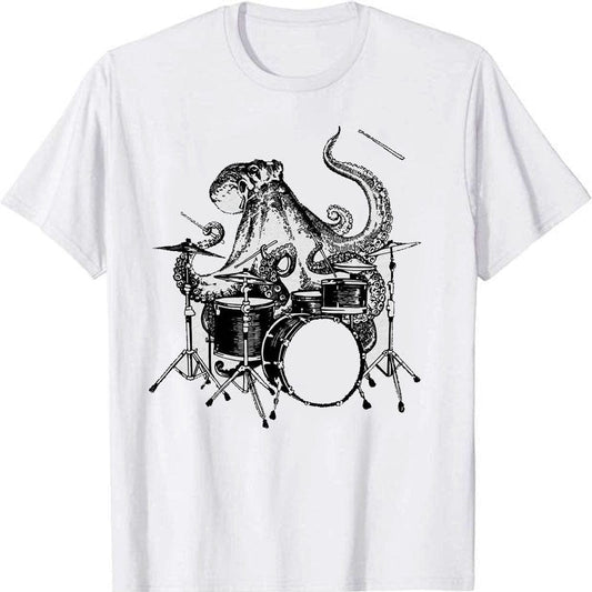 Pulpo tocando la batería, camisetas de baterista