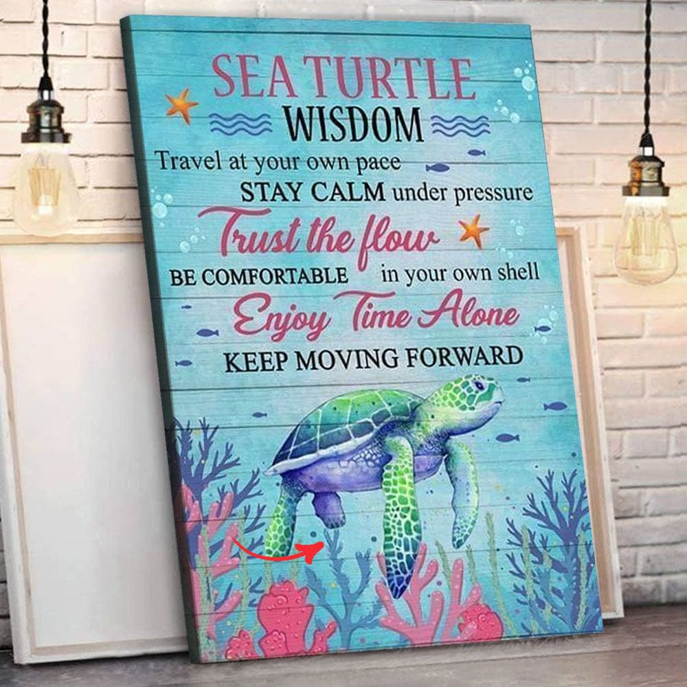 Póster Sabiduría de las tortugas marinas Mantén la calma Confía en la corriente Disfruta del tiempo a solas