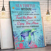 Sea Turtle Wisdom Stay Calm Trust The Flow Enjoy Time Alone Poster, Canvas