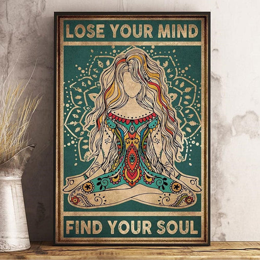 Pierde la cabeza y encuentra tu alma Póster de yoga vintage, lienzo
