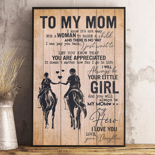 To My Mom Love From Daughter Mother's Day Poster, Canvas