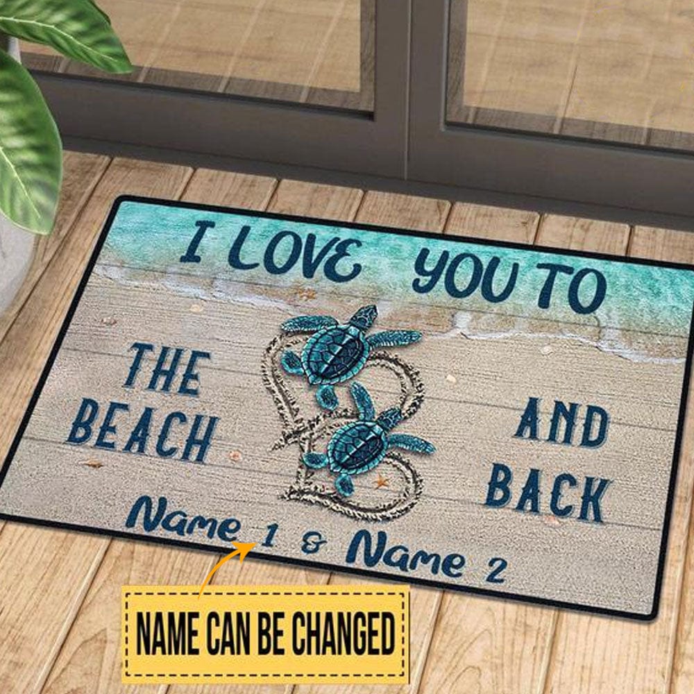 Personalized I Love You To The Beach & Back Ocean Turtle Doormat