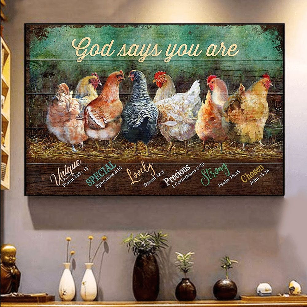 Dios dice que sois una bandada de gallinas Póster, Lienzo