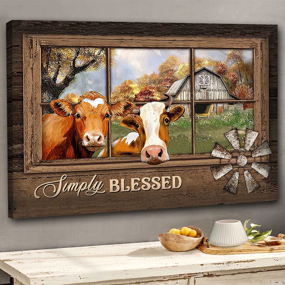 Simply Blessed Cows Farm Cow Poster, Canvas