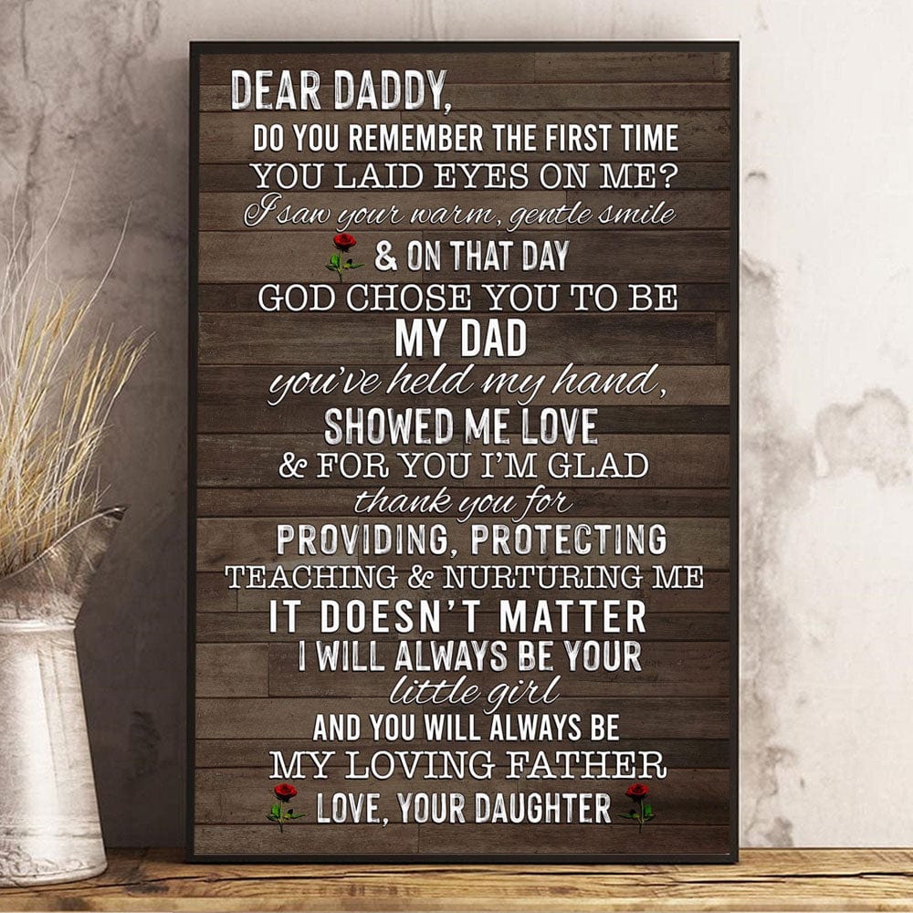 Dear Daddy Love From Daughter Father's Day Poster, Canvas