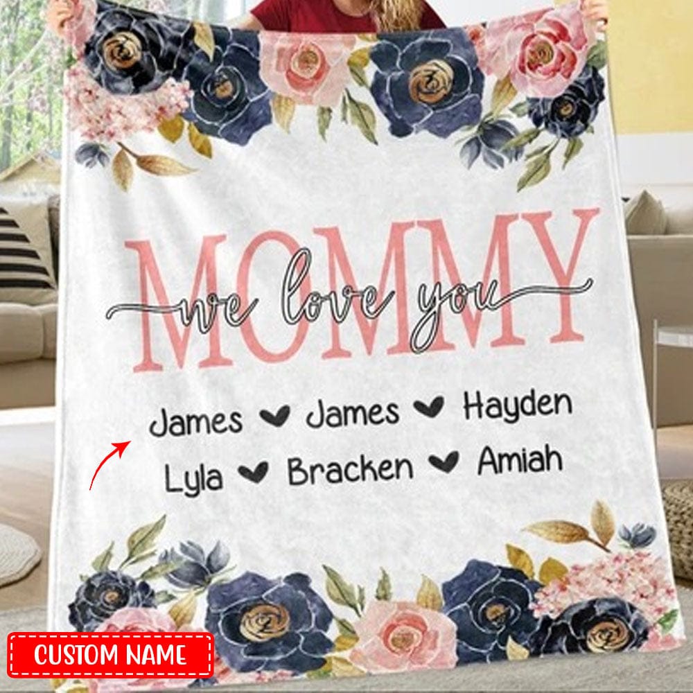 Personalized Mommy We Love You Fleece & Sherpa Blanket