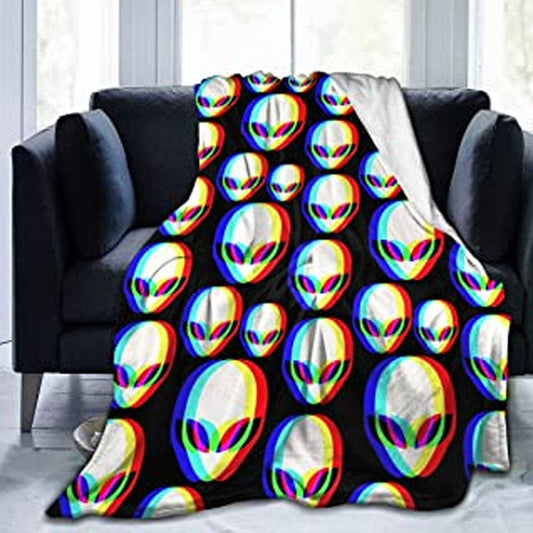 Manta de vellón y sherpa con estampado de extraterrestres