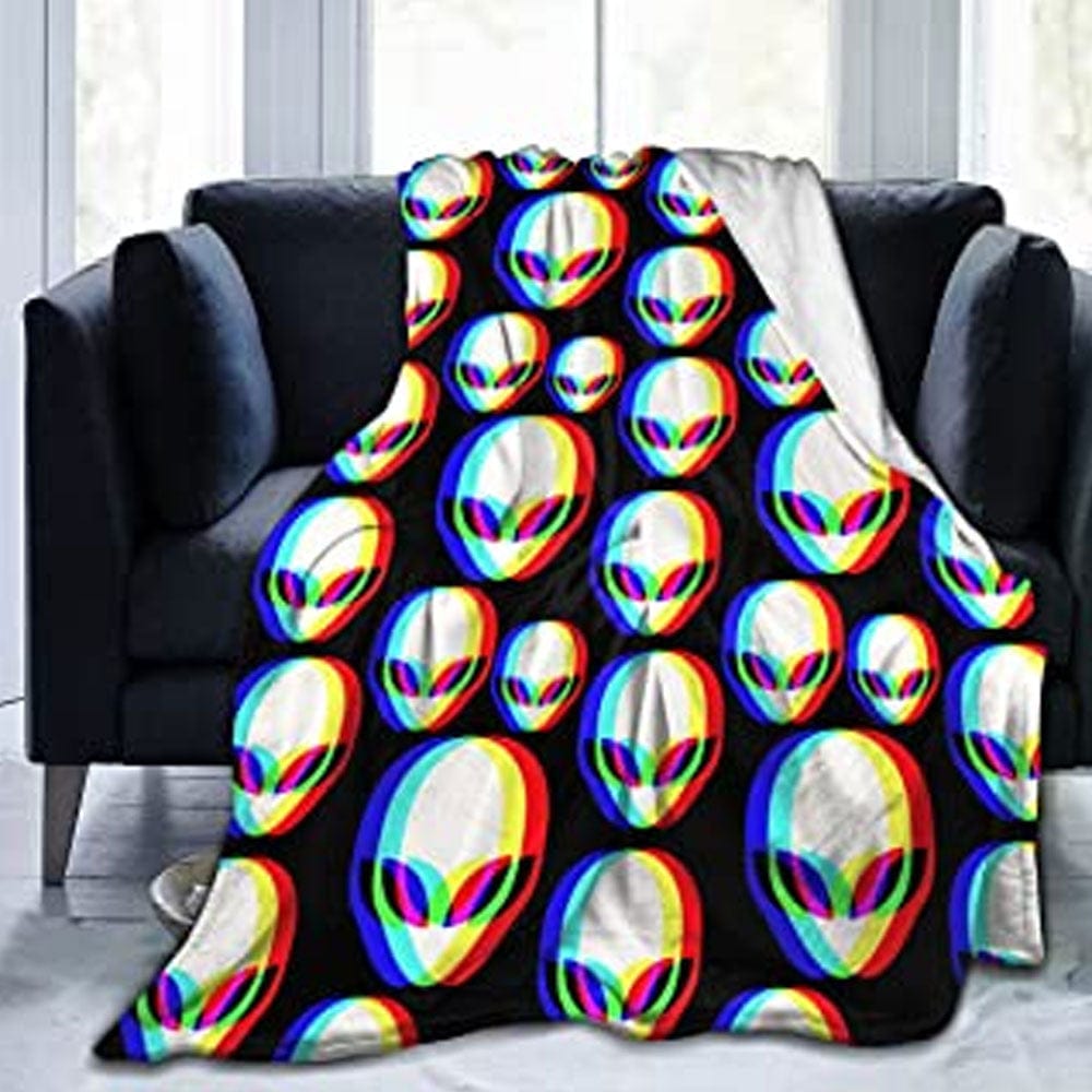 Alien Pattern Fleece & Sherpa Blanket