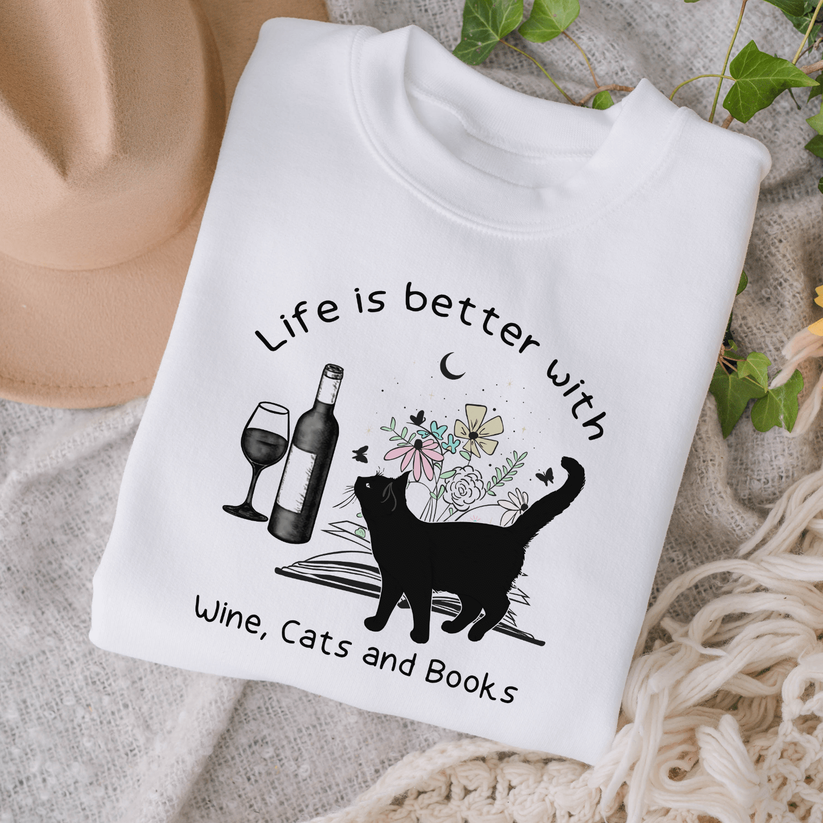 Life Is Better With Wine Cats And Books Shirt