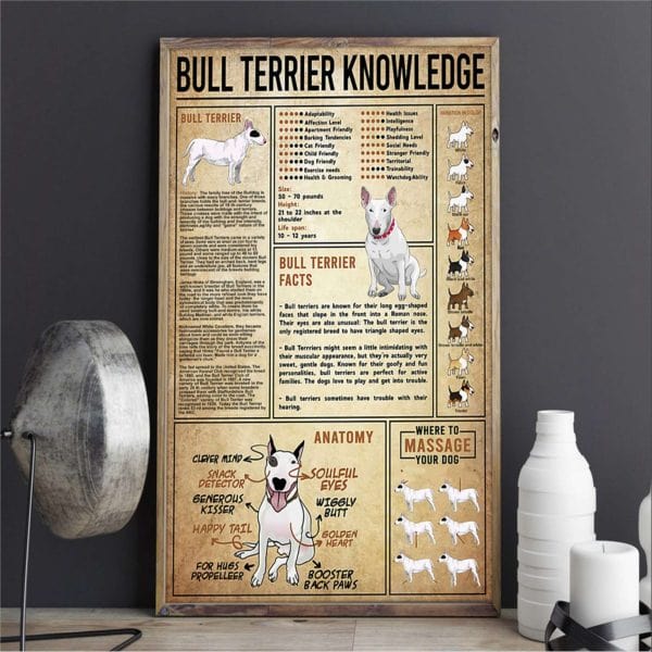 Bull Terrier Knowledge Dog Lover Poster, Canvas