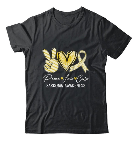 Peace Love Cure Yellow Ribbon Sarcoma Awareness Shirt