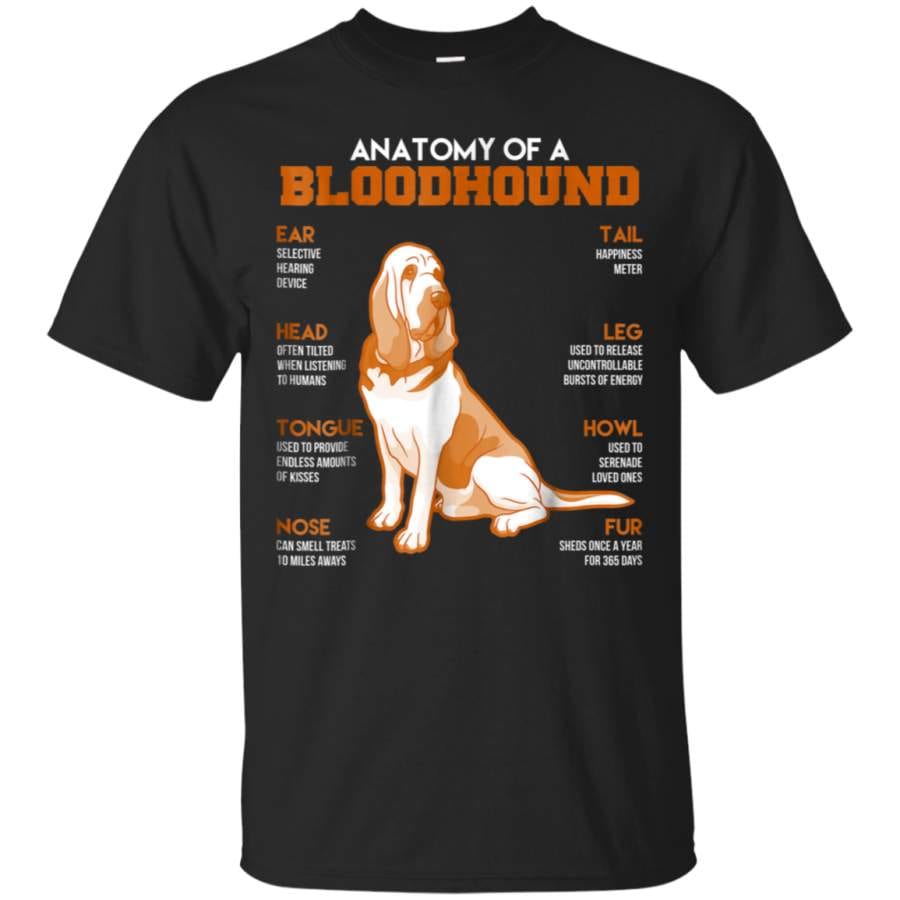 Camiseta con la anatomía de un perro sabueso