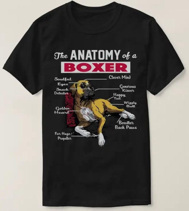 La anatomía de una camiseta de perro boxer