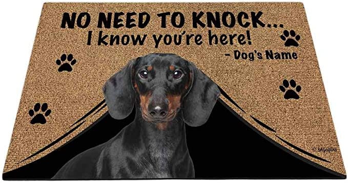 Personalized No Need To Knock I Know You're Here Dachshund Doormat