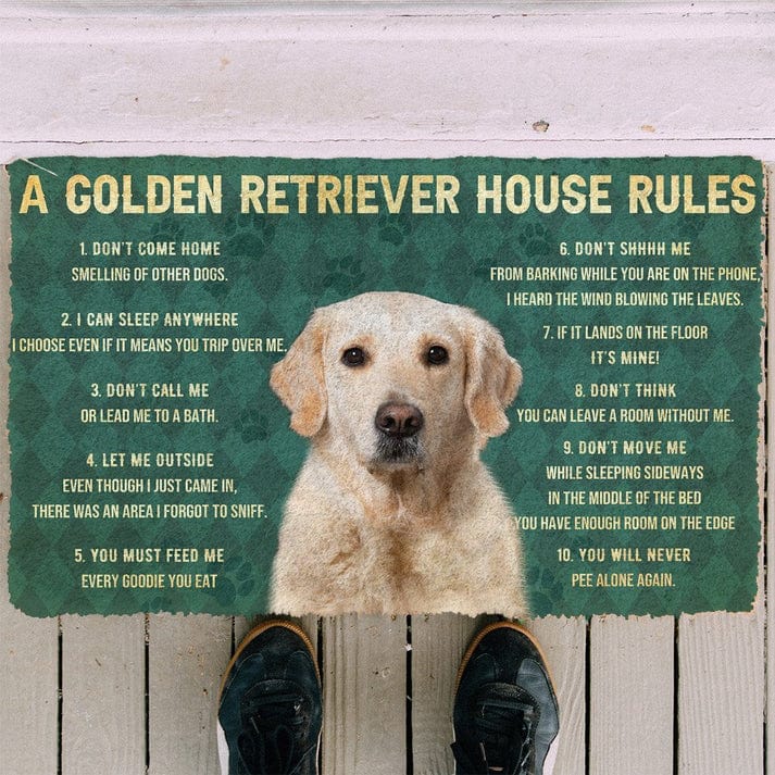A Golden Retriever House Rules Doormat
