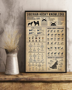 Siberian Husky Knowledge Dog Poster, Canvas