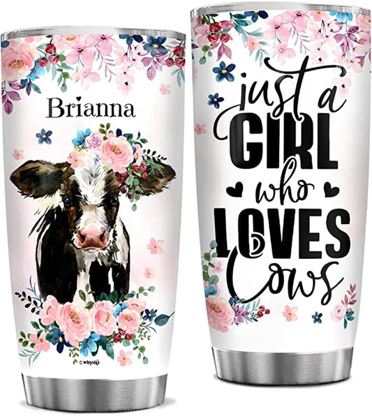 Vaso personalizado con la frase Just A Girl Who Loves Cows (Solo una chica que ama las vacas)