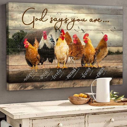 Póster, lienzo: Dios dice que sois gallinas