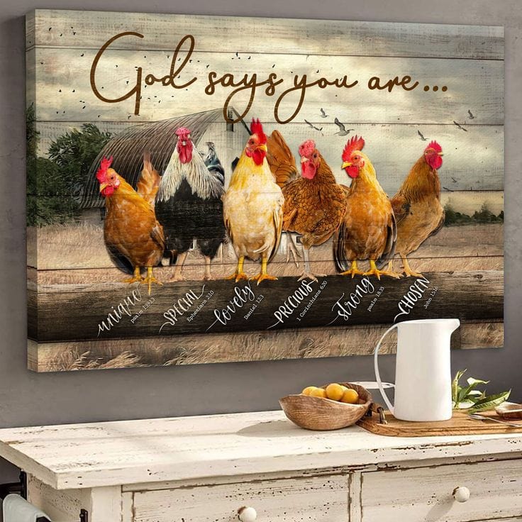 God Says You Are Chickens Poster, Canvas