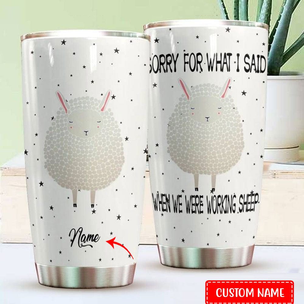 Vaso personalizado con la frase "Cuando trabajábamos con ovejas"