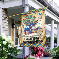 Autism Acceptance Awareness House & Garden Flag, Puzzle Piece Car Ribbon Butterfly