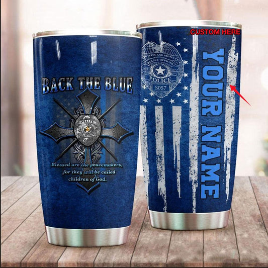 Back The Blue, vaso de policía personalizado