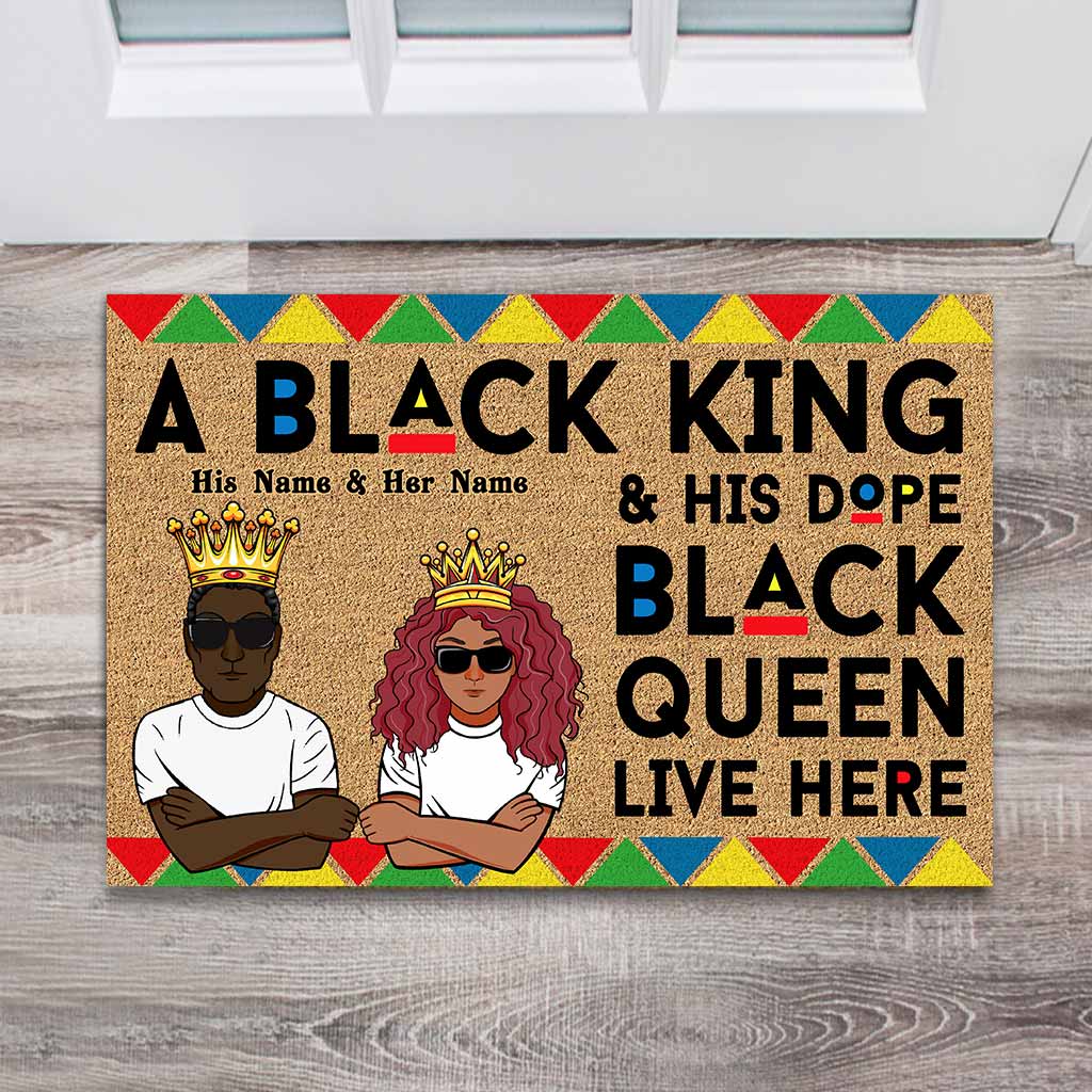 Black King Black Queen - Personalized African American Doormat