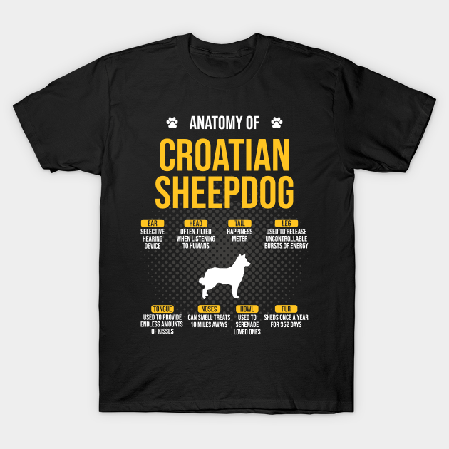 Camiseta divertida para perro con la anatomía del perro pastor croata