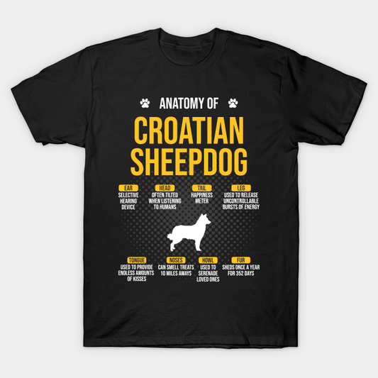 Camiseta divertida para perro con la anatomía del perro pastor croata