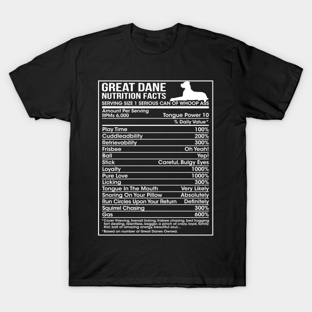 Great Dane Dog Nutrition Facts Shirt