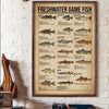 Freshwater Game Fish Fishing Knowledge Poster, Canvas
