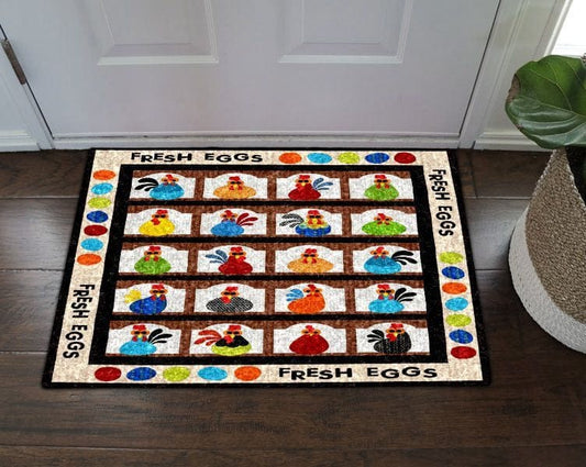 Fresh Eggs Cute Chicken Pattern Chicken Doormat