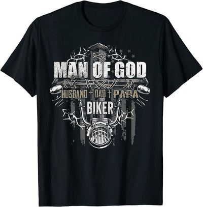 Man Of God - Husband - Dad - Papa - Biker Motorcycle Shirt