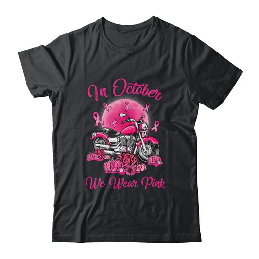 En octubre usamos una camiseta de motociclista rosa contra el cáncer de mama