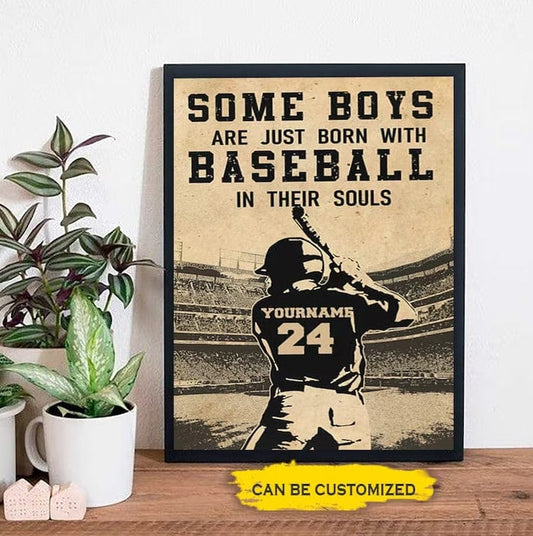 Póster personalizado Algunos niños nacen con el béisbol en el alma, lienzo