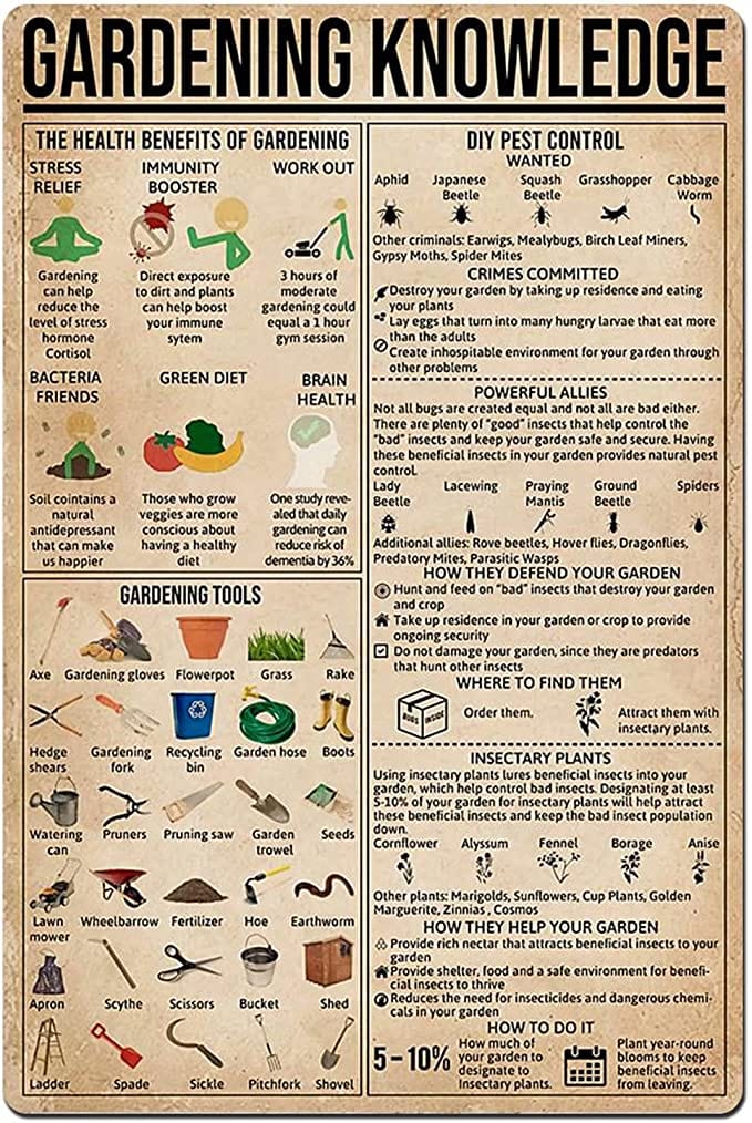 Póster de conocimientos de jardinería, lienzo