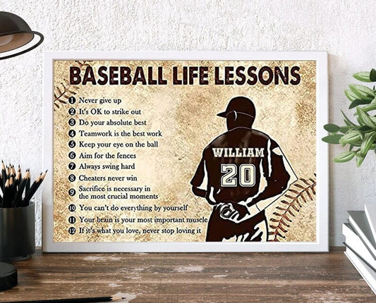 Póster personalizado de lecciones de vida sobre béisbol, lienzo