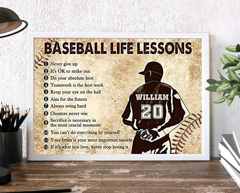 Personalized Baseball Life Lessons Poster, Canvas