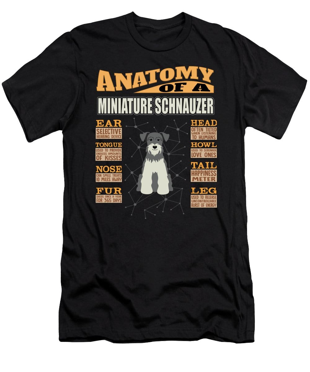 Camiseta con la anatomía de un schnauzer miniatura