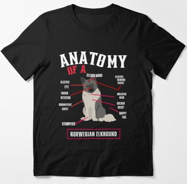 Camiseta con la anatomía del perro de alce noruego