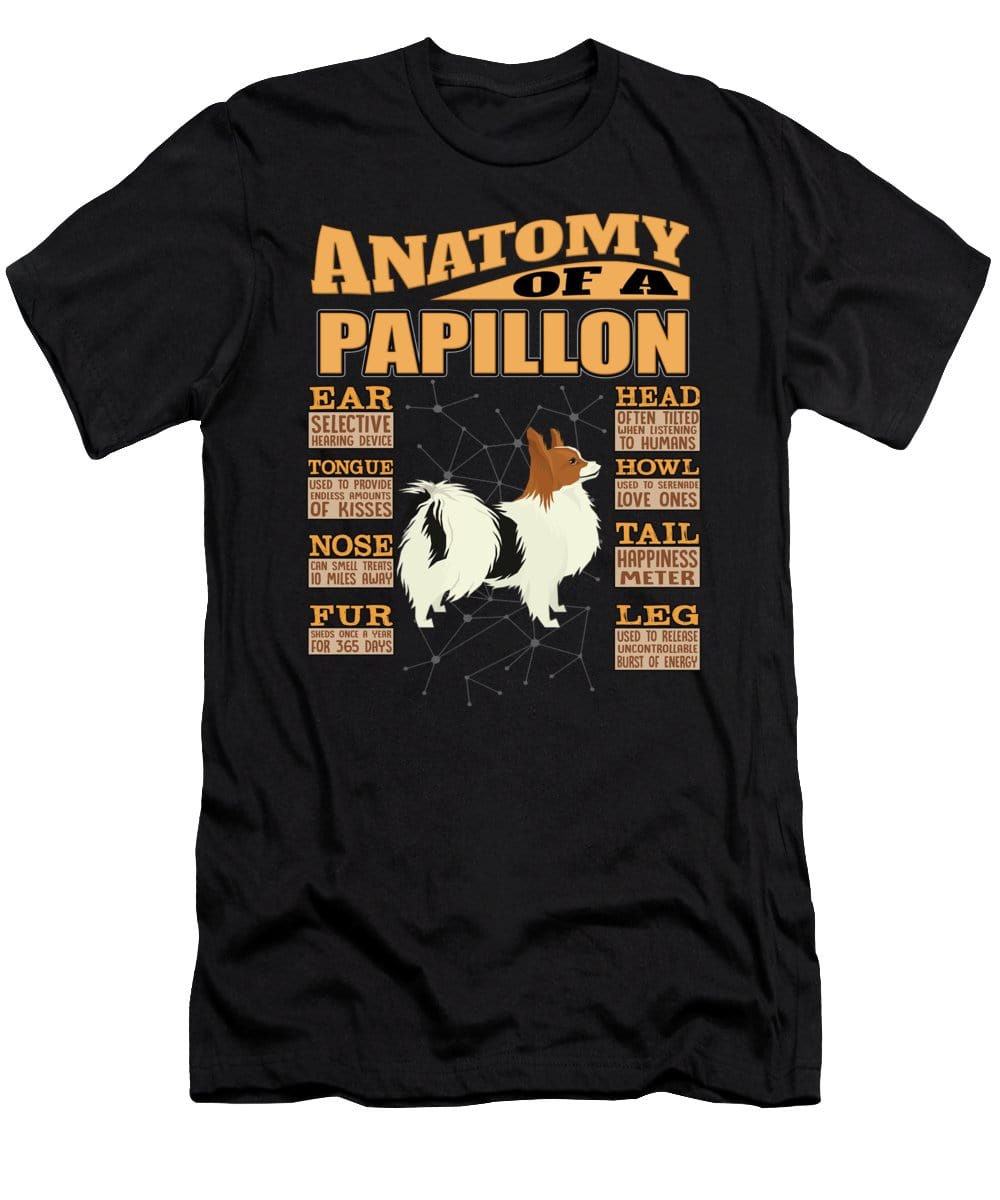 Anatomía de una camiseta para perro Papillon