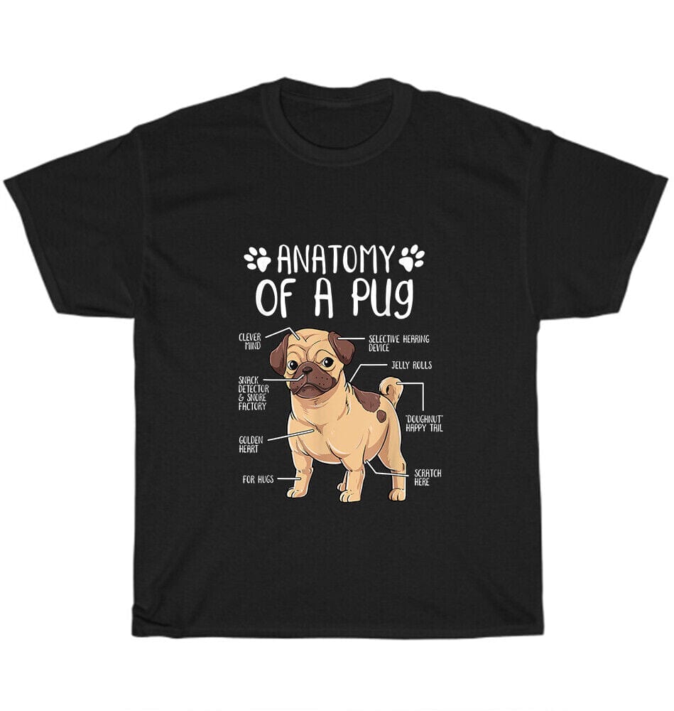 Camiseta con la anatomía de un perro carlino