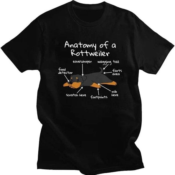 Camiseta con la anatomía de un rottweiler