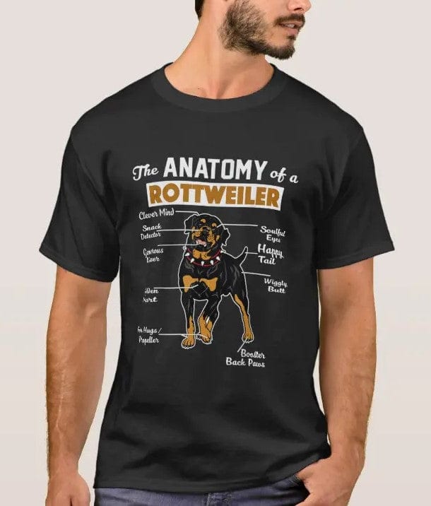 Camiseta con la anatomía de un rottweiler