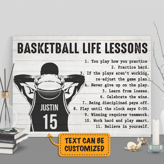 Póster de baloncesto personalizado con lecciones de vida sobre baloncesto, lienzo