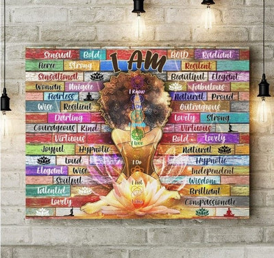 Black Girl Yoga Meditation I Am Poster, Canvas